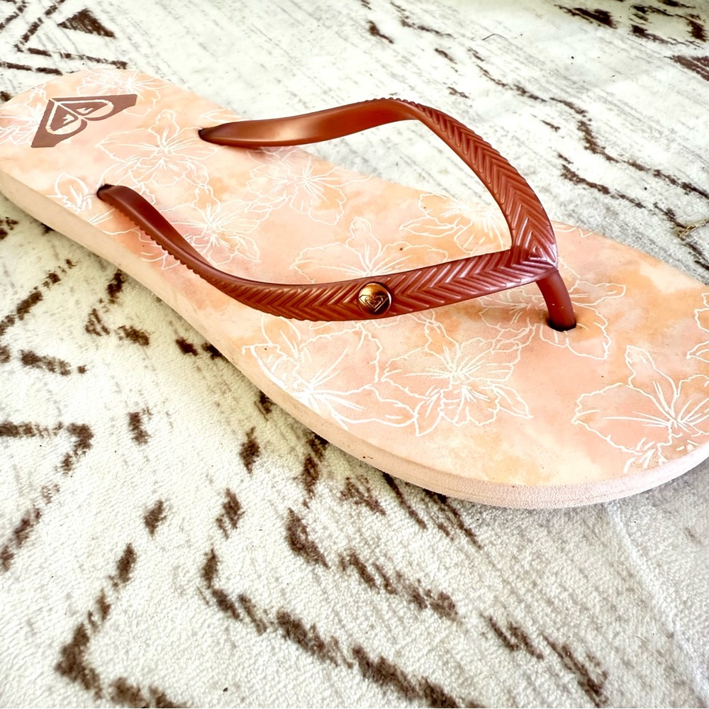Roxy Women's Floral Flip Flops - Light Pink Size 6